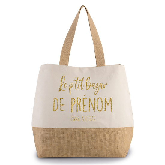 Grand Sac Coton et Jute - Le p'tit bazar de Prénom