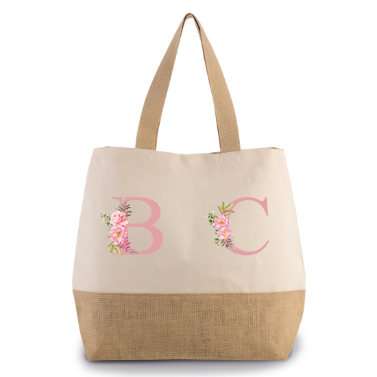 Grand Sac Coton et Jute Monogrammes - Double Lettres