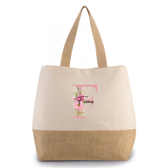 Grand Sac Coton et Jute Monogrammes - F