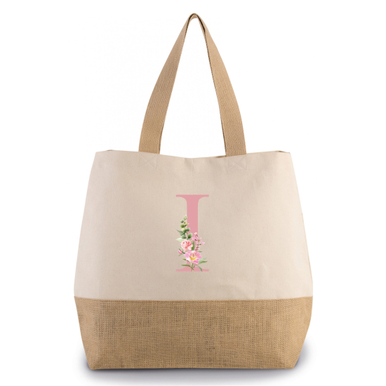 Grand Sac Coton et Jute Monogrammes - I