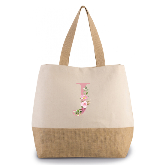 Grand Sac Coton et Jute Monogrammes - J