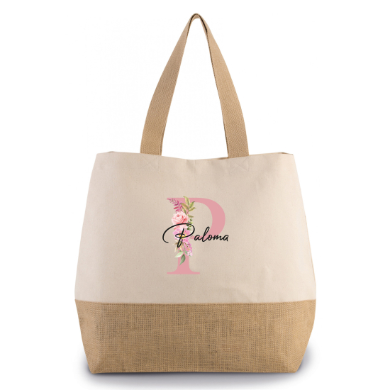 Grand Sac Coton et Jute Monogrammes - P