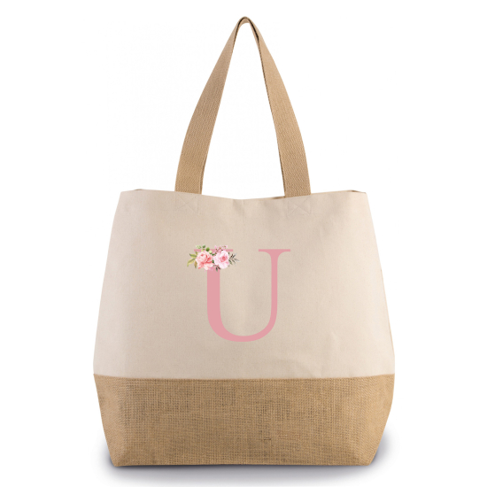 Grand Sac Coton et Jute Monogrammes - U