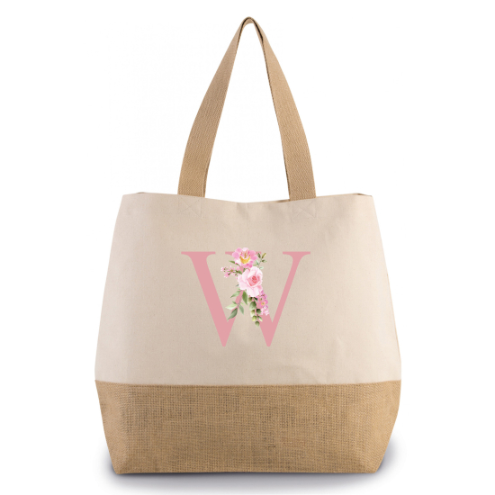 Grand Sac Coton et Jute Monogrammes - W