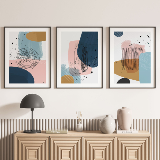 Lot de 3 Affiches / Posters Triptyque - Design Boho