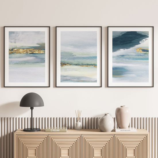 Lot de 3 Affiches / Posters Triptyque - Paysage abstrait