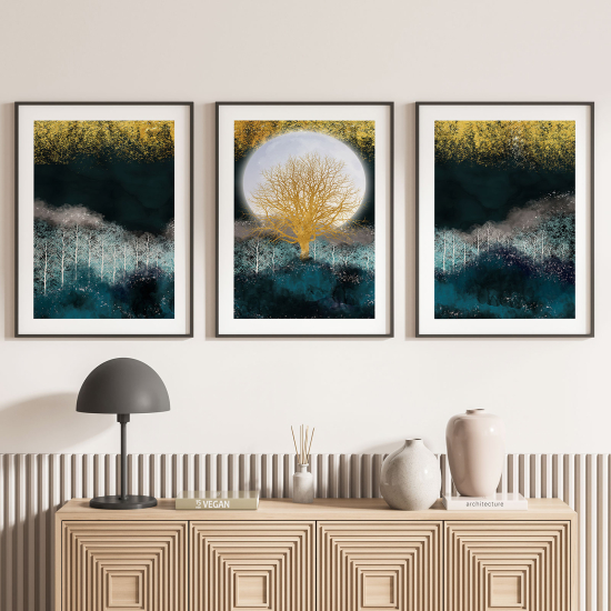 Lot de 3 Affiches / Posters Triptyque - Paysages Abstrait