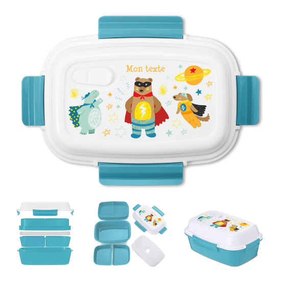 Lunch box - bento enfant isotherme personnalisée - Ours super-héros