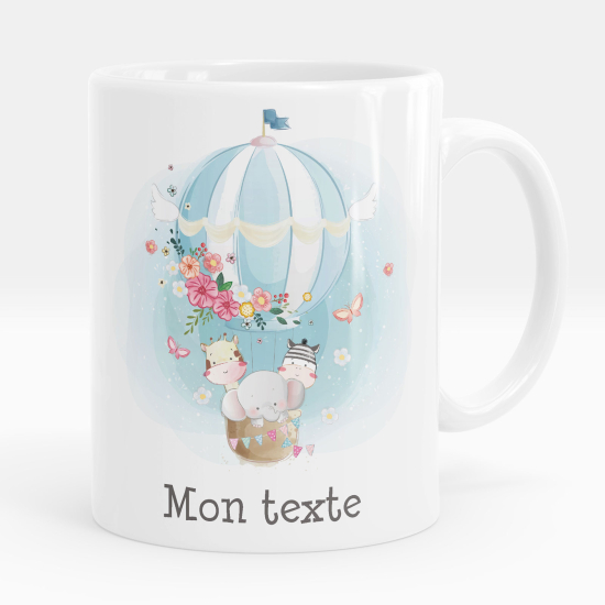 Mug - Tasse personnalisée - Animaux montgolfière