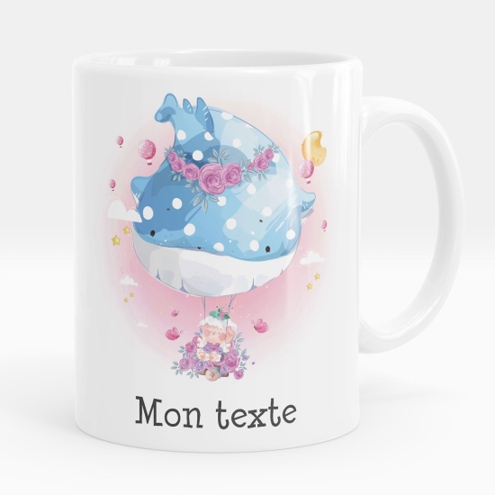 Mug - Tasse personnalisée - Baleine fleurs