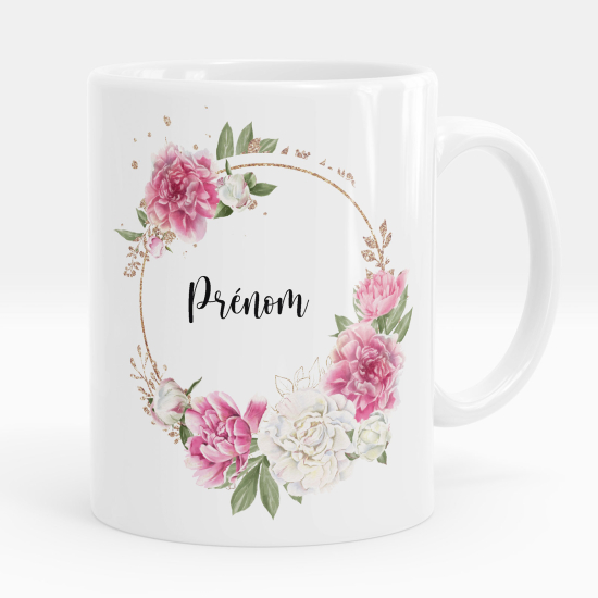 Mug - Tasse personnalisée - Couronne de fleurs