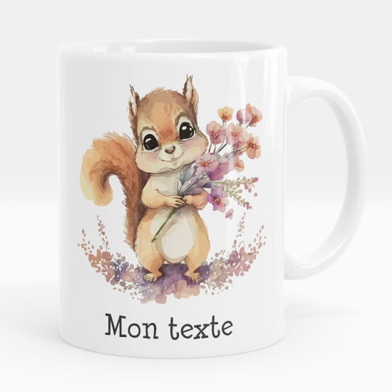 Mug - Tasse personnalisée - Écureuil fleurs