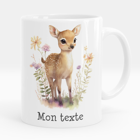 Mug - Tasse personnalisée - Faon fleurs