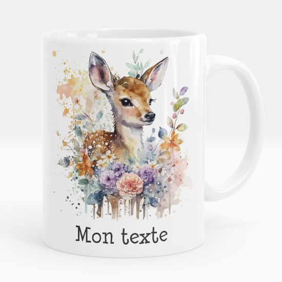 Mug - Tasse personnalisée - Faon fleurs