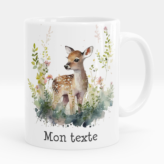 Mug - Tasse personnalisée - Faon fleurs