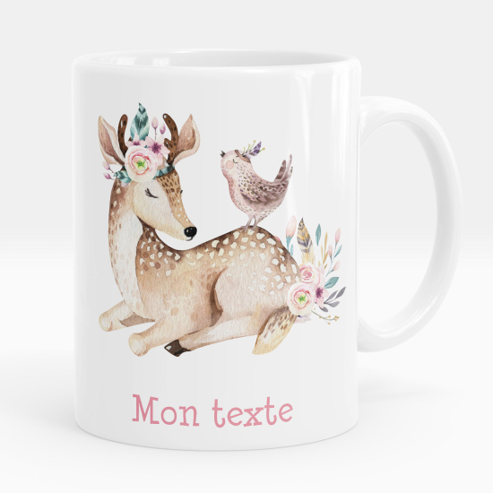 Mug - Tasse personnalisée - Faon oiseau