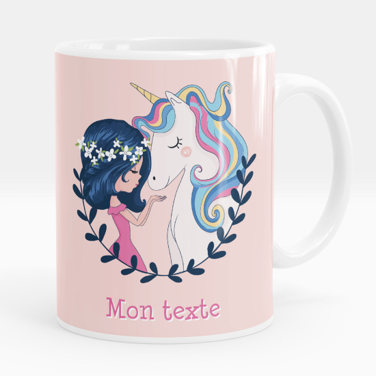 Mug - Tasse personnalisée - Fille et licorne