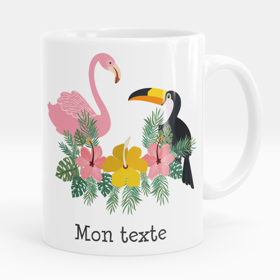 Mug - Tasse personnalisée - Flamant rose et toucan