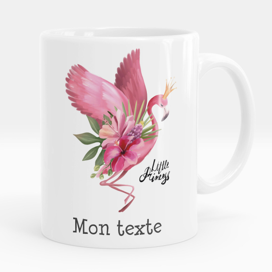 Mug - Tasse personnalisée - Flamant rose fleurs