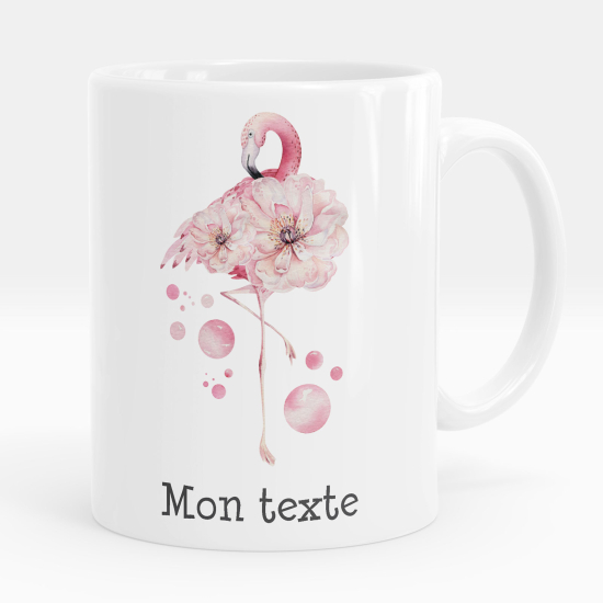 Mug - Tasse personnalisée - Flamant rose fleurs