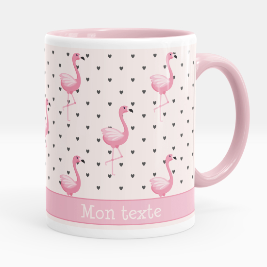 Mug - Tasse personnalisée - Flamants roses coeurs