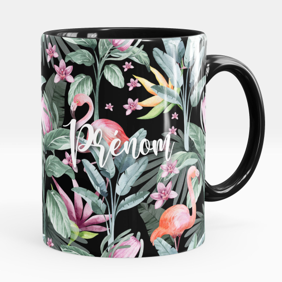 Mug - Tasse personnalisée - Flamants roses fleurs