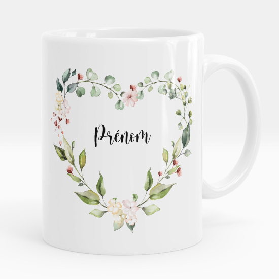 Mug - Tasse personnalisée - Fleurs coeur