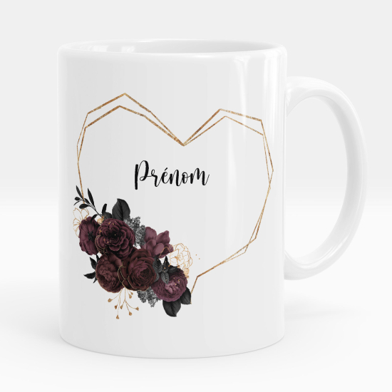 Mug - Tasse personnalisée - Fleurs coeur