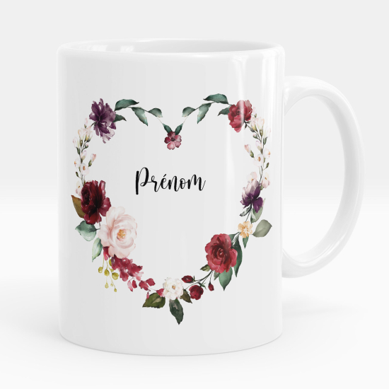 Mug - Tasse personnalisée - Fleurs coeur