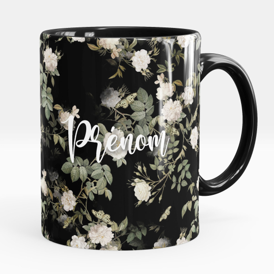 Mug - Tasse personnalisée - Fleurs papillons