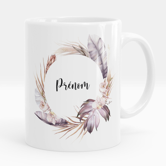 Mug - Tasse personnalisée - Fleurs plumes