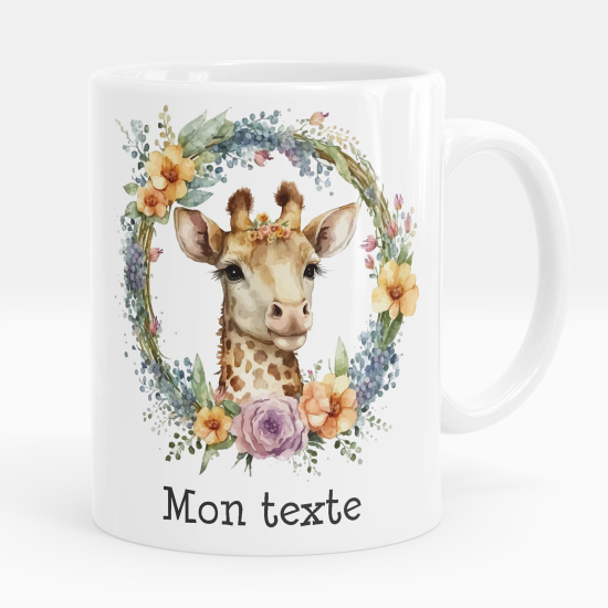 Mug - Tasse personnalisée - Girafe fleurs