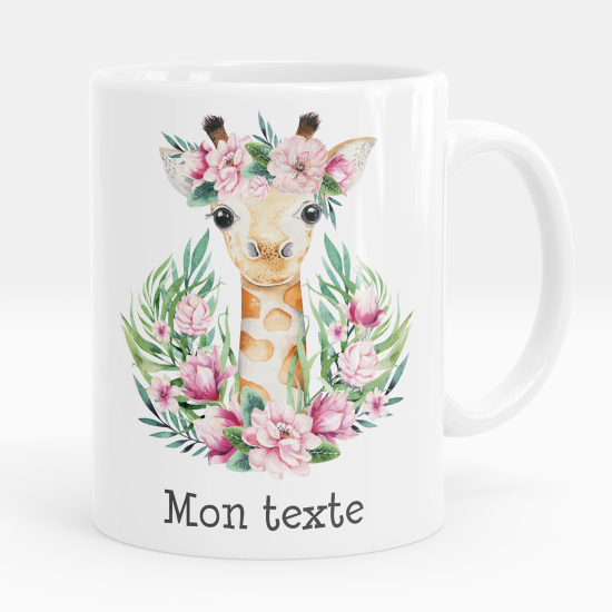 Mug - Tasse personnalisée - Girafe - fleurs