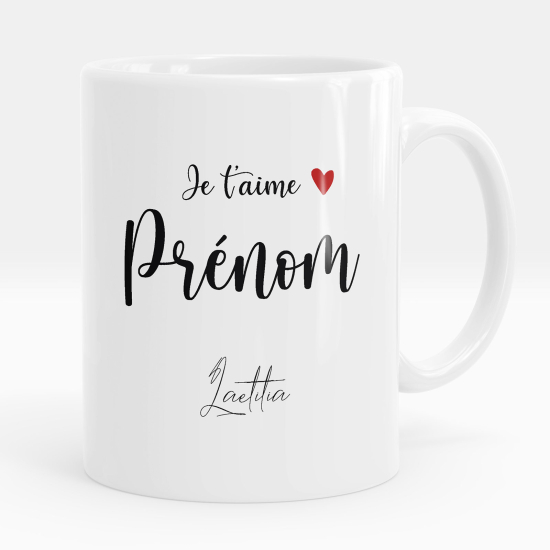 Mug - Tasse personnalisée - Je t'aime prénom