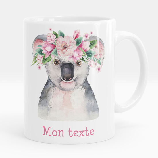 Mug - Tasse personnalisée - Koala fleurs