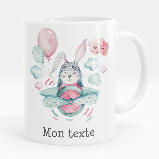 Mug - Tasse personnalisée - Lapin avion