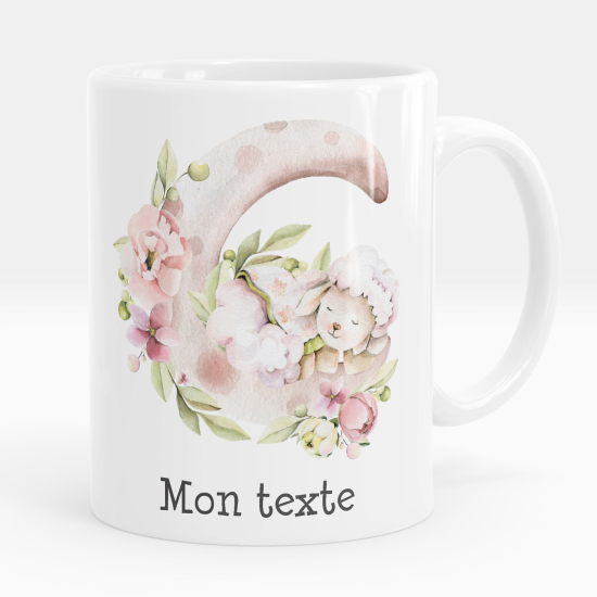 Mug - Tasse personnalisée - Lapin fleurs