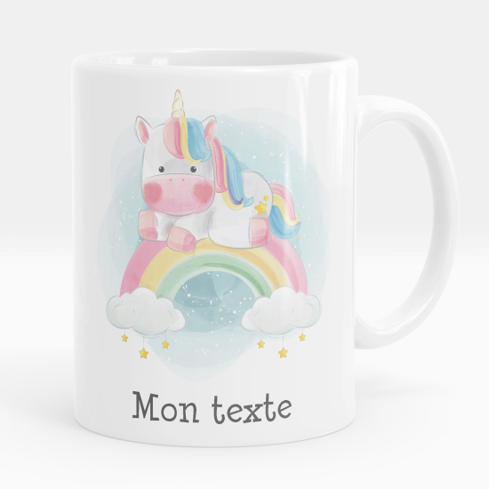 Mug - Tasse personnalisée - Licorne arc-en-ciel