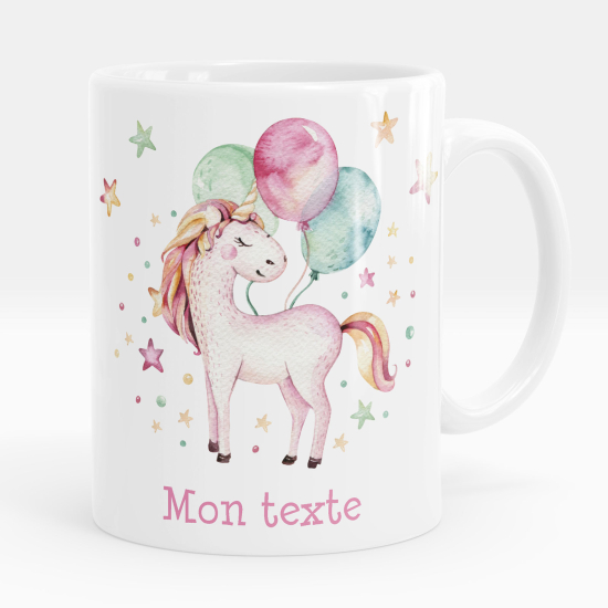 Mug - Tasse personnalisée - Licorne ballons