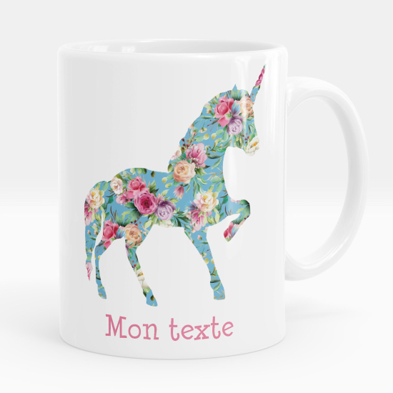 Mug - Tasse personnalisée - Licorne fleurs