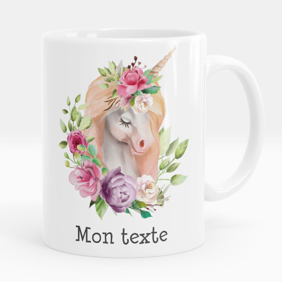 Mug - Tasse personnalisée - Licorne fleurs