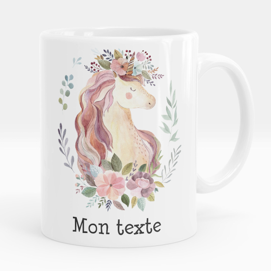 Mug - Tasse personnalisée - Licorne fleurs