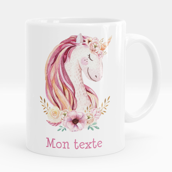 Mug - Tasse personnalisée - Licorne fleurs