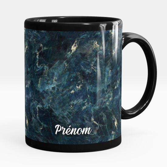 Mug - Tasse personnalisée Noir intégral - Effet marbré