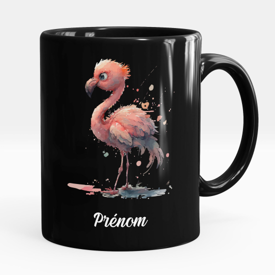 Mug - Tasse personnalisée Noir intégral - Flamant rose