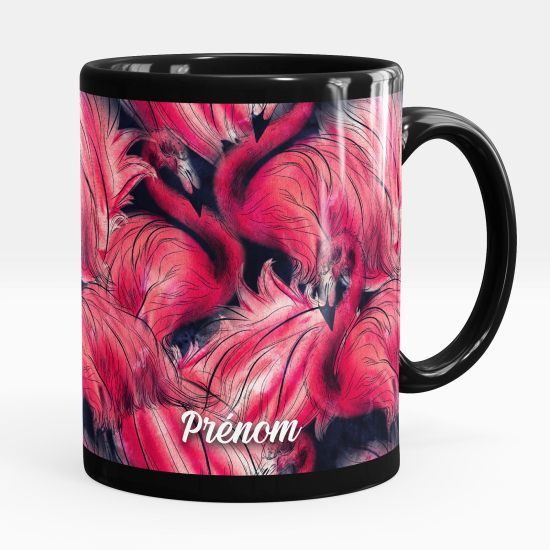 Mug - Tasse personnalisée Noir intégral - Flamants roses