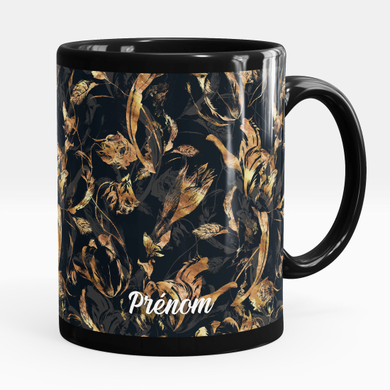 Mug - Tasse personnalisée Noir intégral - Fleurs