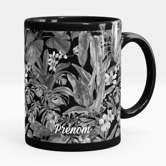 Mug - Tasse personnalisée Noir intégral - Fleurs