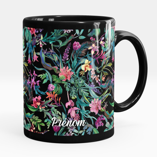 Mug - Tasse personnalisée Noir intégral - Fleurs