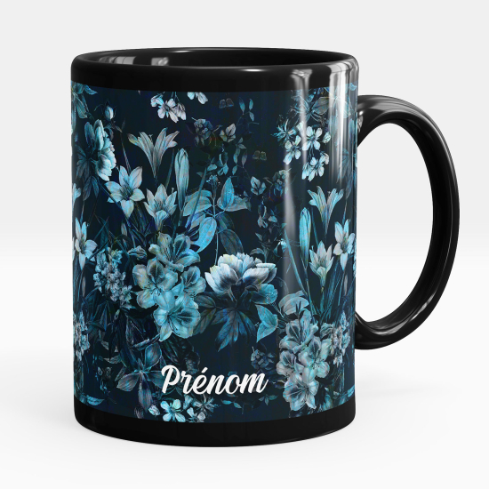 Mug - Tasse personnalisée Noir intégral - Fleurs